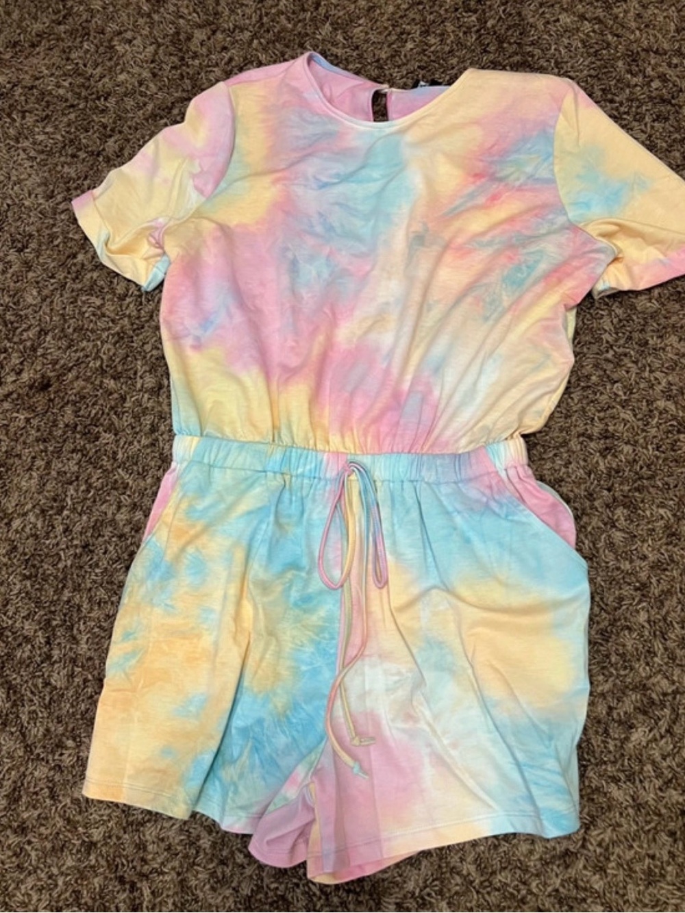 L Tie-Dye Pastel Romper - Pink Blue Yellow